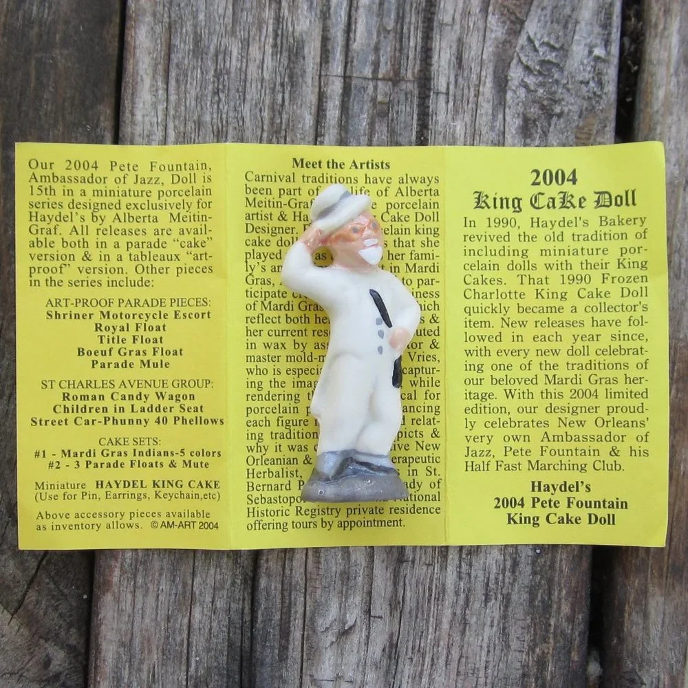 2004 King Cake Doll Haydel's 2004 Pete Fountain Jazz Musician Porcelain Figurine